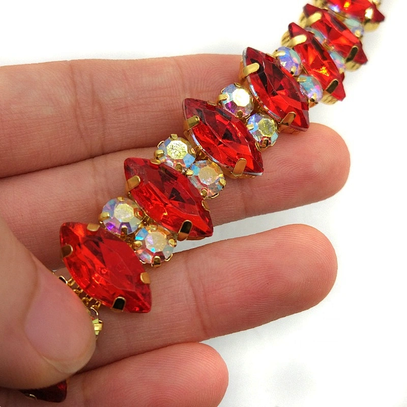 Wholesale Red Acrylic  AB clear Rhinestone Trim rhinestone chain