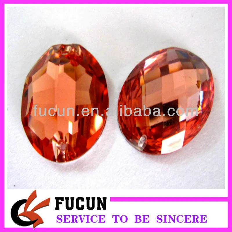 wholesale sew on oval orange acrylic rhinestone accessories