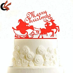 wholesale Merry Christmas red acrylic cake topper