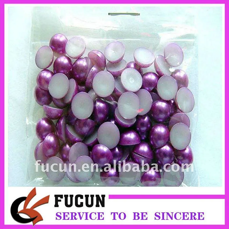 purple half round plastic pearl bead