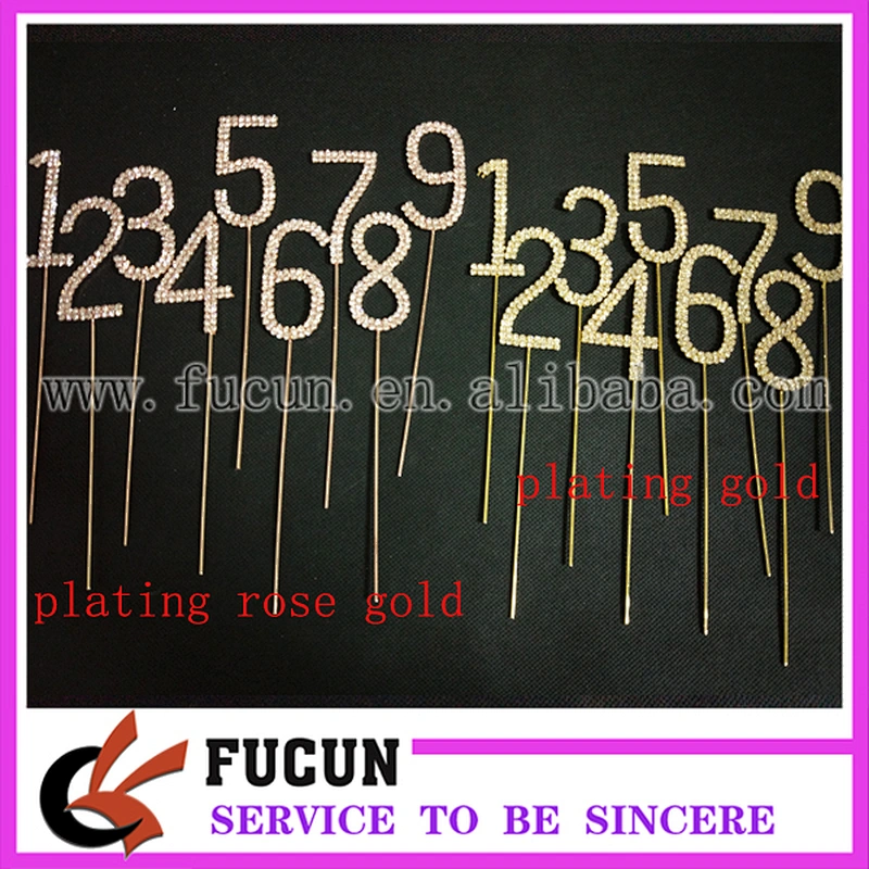 High Quality 6cm number rhinestone cake topper for birthday cake decoration