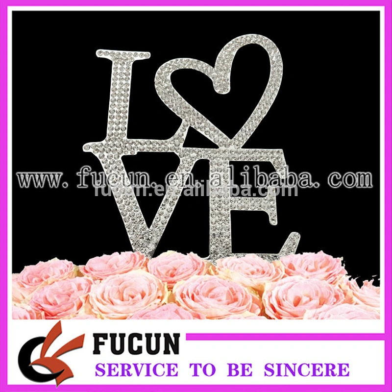 new products 2016 metal chinese different LOVE shape cake topper wedding souvenirs