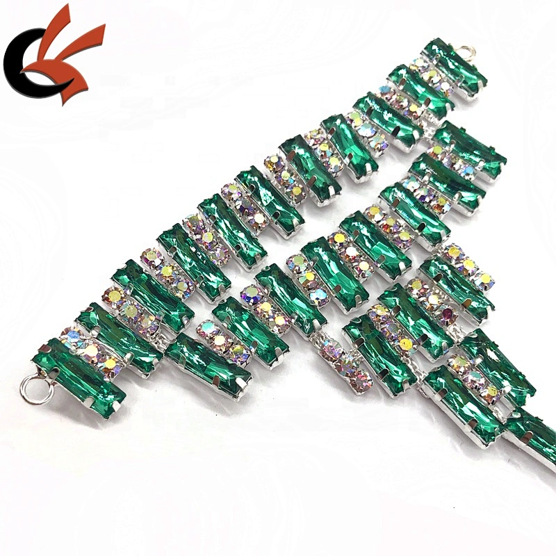 Carnival Dress decoration green color crystal rhinestone buckles
