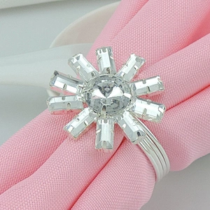 Chinese Wholesale Wedding Crystal Sun Flower Acrylic Napkin Ring Table Decoration