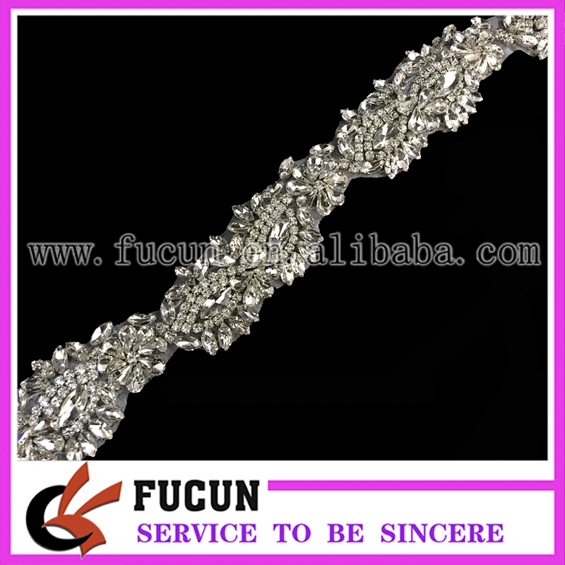 Wedding Bridal Sash Beaded Rhinestone Applique