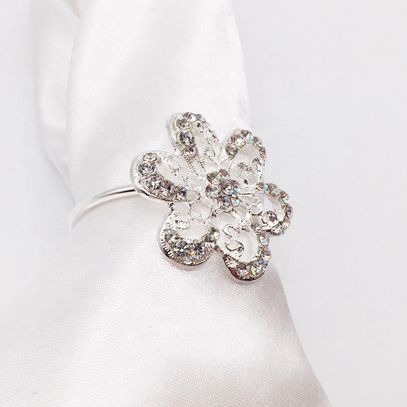 factory wholesale delicate cheap price eco-friendly table little flower shape crystal napkin ring
