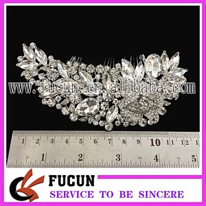 High Quality Flower Shape Crystal Rhinestone Hair Comb Bright Nickel Rhinestone Bridal Comb