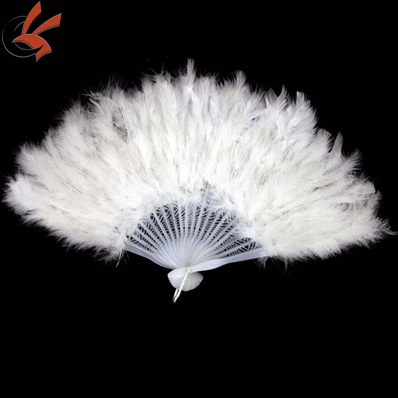 white feather fan(21pcs plastic skeleton )