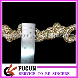 wedding decoration golden embellishments rhinestone bridal applique for women dresses