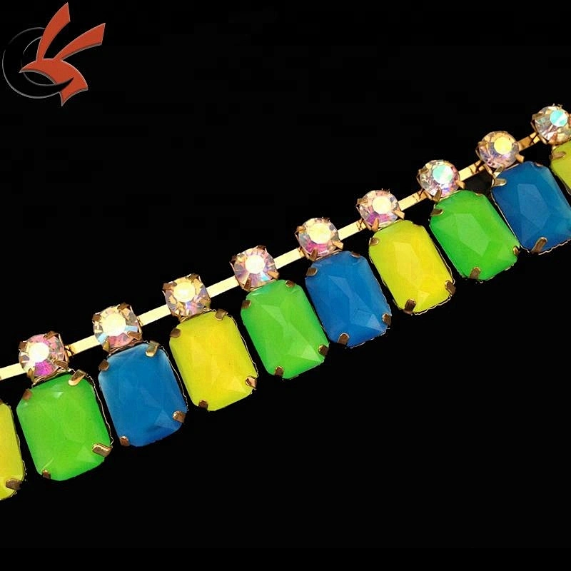 Neon colored crystal chain rhinestone banding chain decorative chain trims