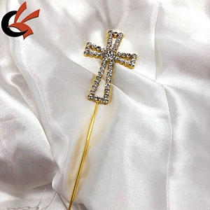 2020 New christening cake decoration gold cross crystal cake topper