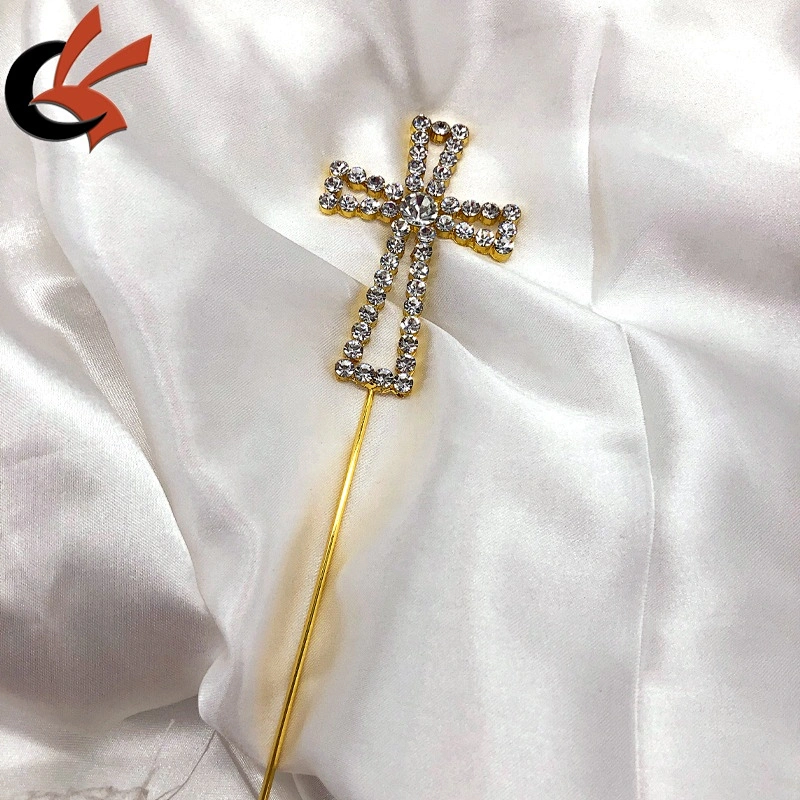 2020 New christening cake decoration gold cross crystal cake topper