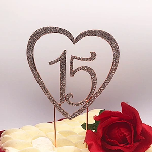 2019 sparkle rose gold plated crystal birthday  cake topper wholesale
