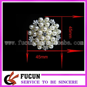 wholesale rhinestone pearl flower brooch for wedding bouquet decoration