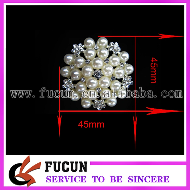 wholesale rhinestone pearl flower brooch for wedding bouquet decoration