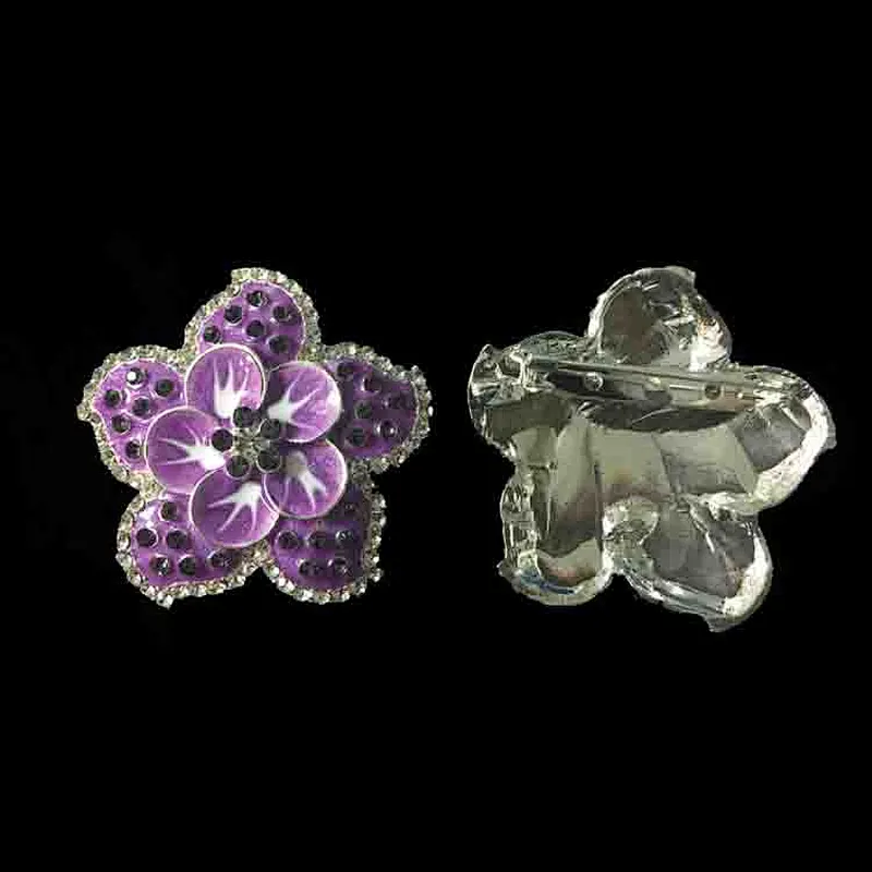 Wholesales Custom Metal SilverJewelry Flower Pin brooches Crystal Rhinestone Brooch For Clothing Decoration