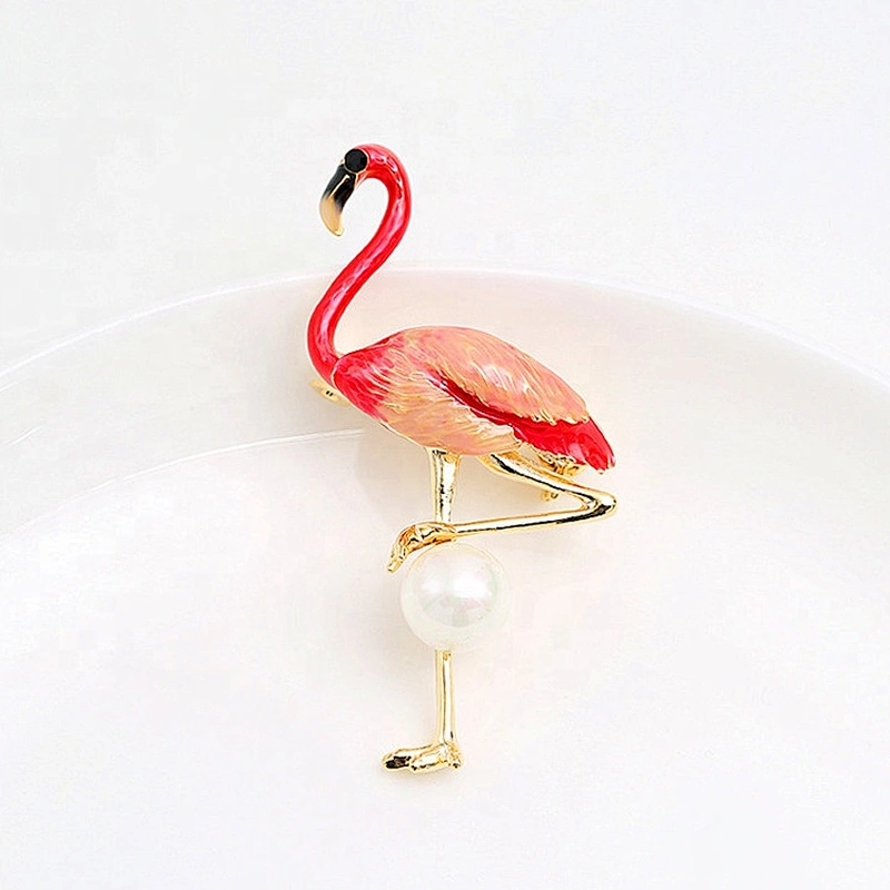 China Wholesale Latest Wedding Favor Design Enamel Flamingo Animal Brooch Pin