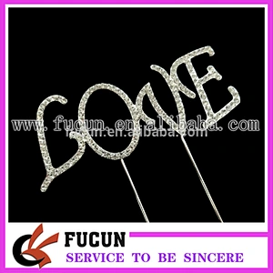 new products 2016 metal chinese different LOVE shape cake topper wedding souvenirs