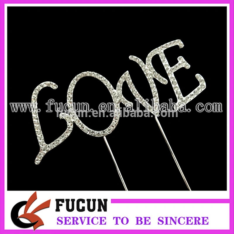 new products 2016 metal chinese different LOVE shape cake topper wedding souvenirs