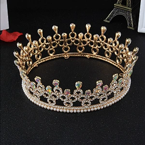 European Jewelry  Princess Bridal Round full round rhinestone pageant Crown for Wedding Prom
