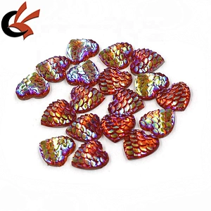 14mm clear AB crystal fish scales heart shape resin rhinestones for decoration