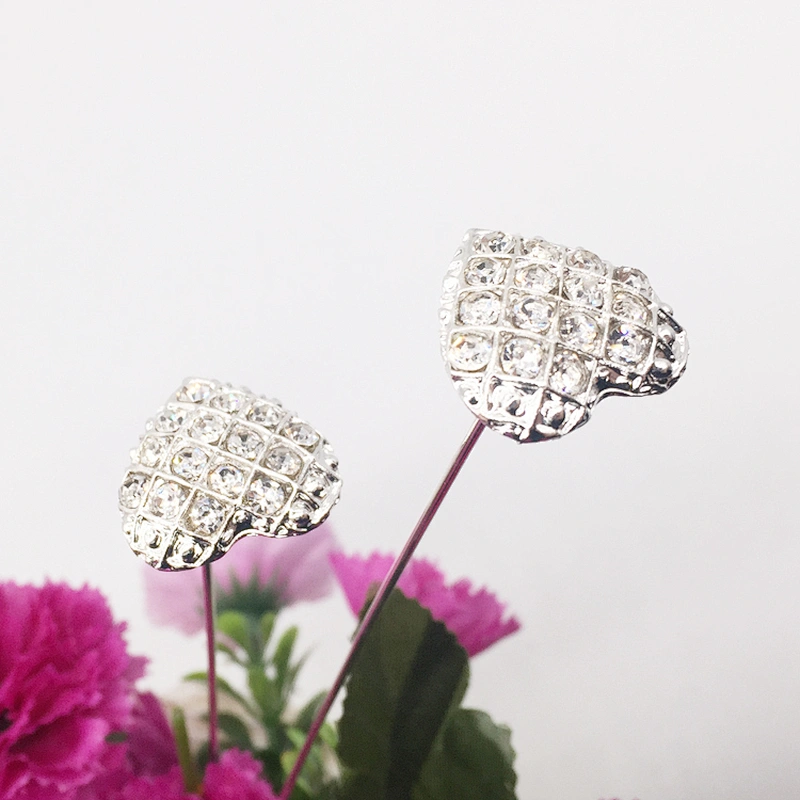 Valentines Gift Flower Bouquet Metal Rhinestone Brooch Stem Packing for Wedding