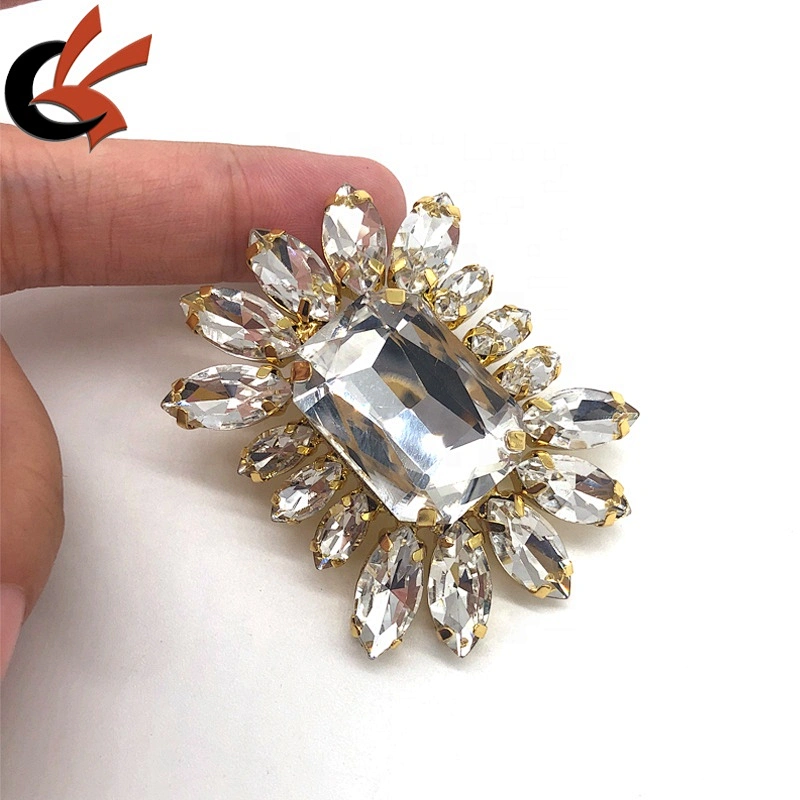 Fashion Vintage style Clear crystal gold base diamante shoes buckles