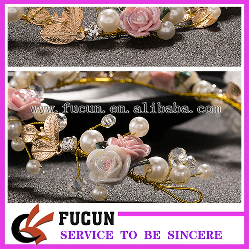 2017 New Style Flower Garland Floral Bridal Headband Pearl Hairband Korea Wedding Hair Accessories