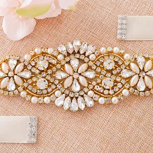 Wholesale Embellishments rhinestone trim crystal appliques for wedding sash