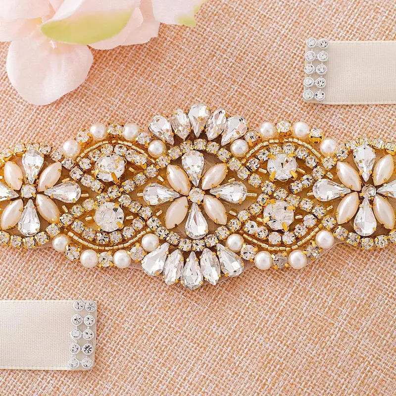 Wholesale Embellishments rhinestone trim crystal appliques for wedding sash