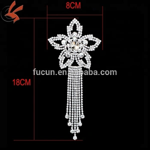 wholesale wedding sparkly sew on Tassels Rhinestone  Applique