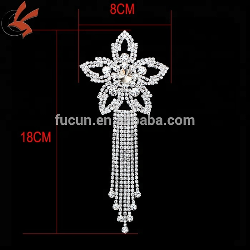 wholesale wedding sparkly sew on Tassels Rhinestone  Applique
