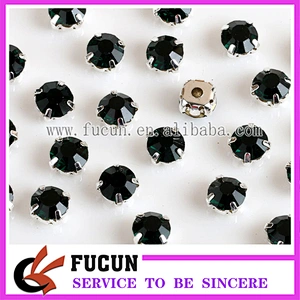 DIY round rhinestones with silver/gold metal settings claw cup sew on rhinestones for wedding dress