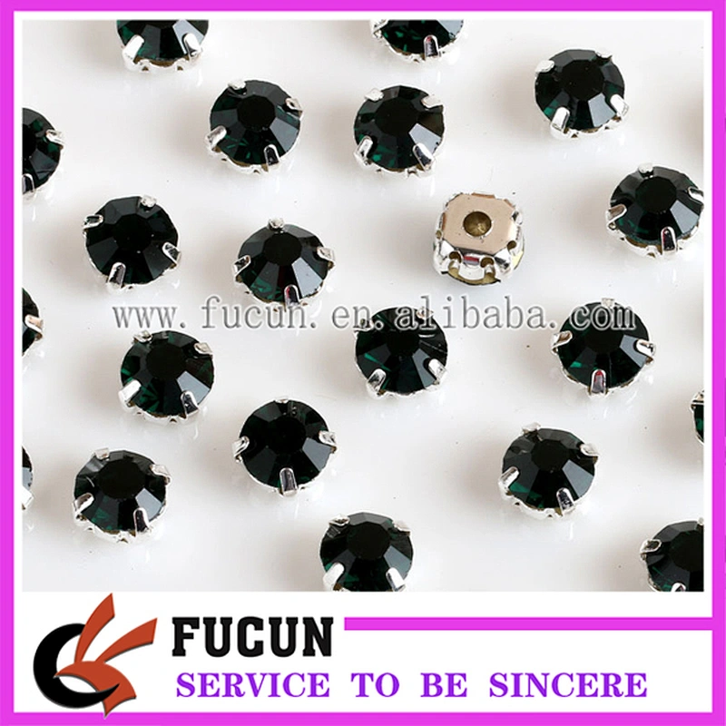 DIY round rhinestones with silver/gold metal settings claw cup sew on rhinestones for wedding dress