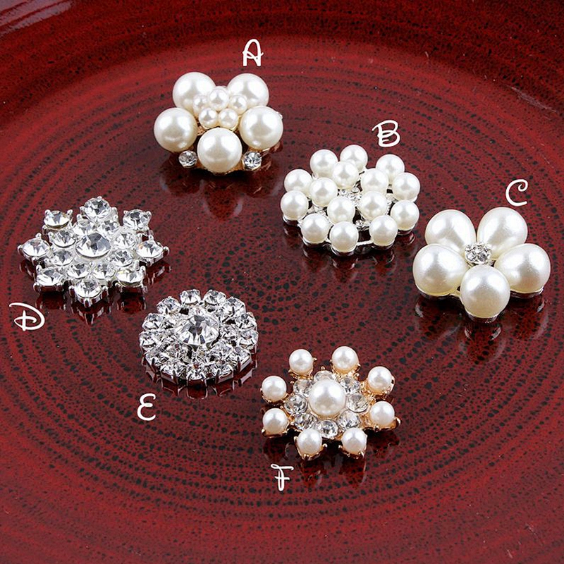 Custom various shapes pearl crystal rhinestone button flower rhinestone button Guangzhou Factory Wholesale