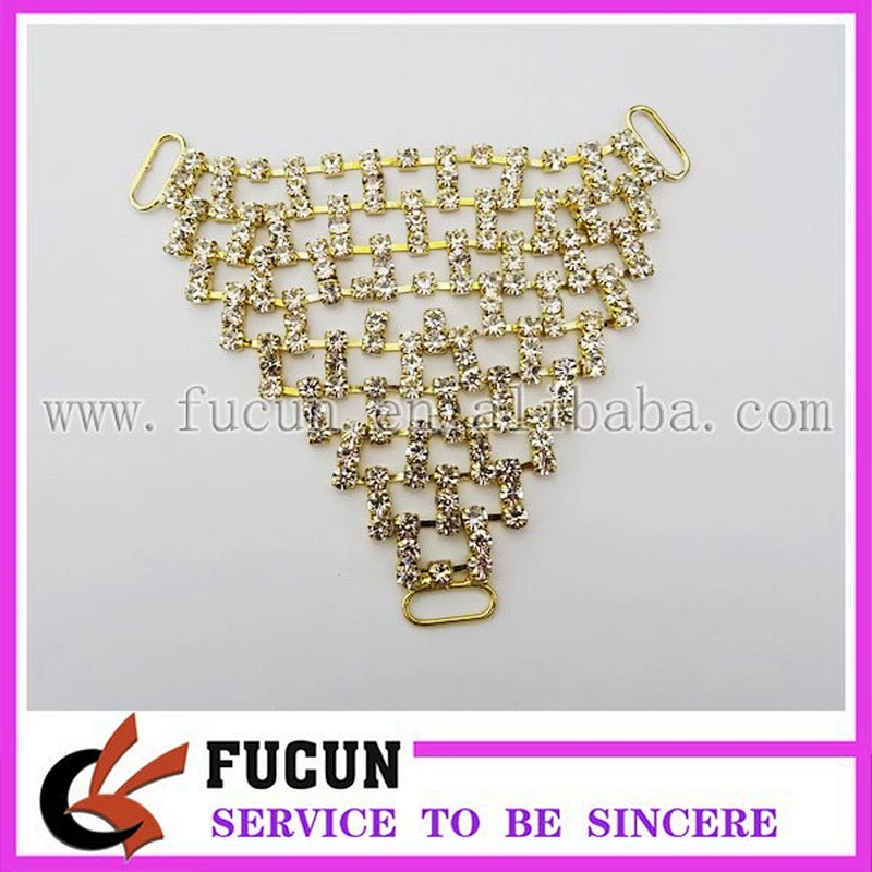 wholesale mesh shape crystal G string jewels back rhinestone connectors