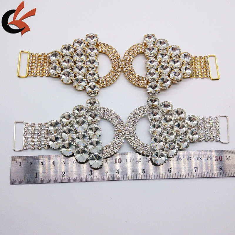 Luxurious platong gold sparkly crystal rhinestone swimwear bikini connector