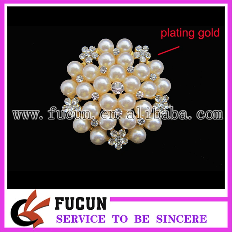 wholesale rhinestone pearl flower brooch for wedding bouquet decoration