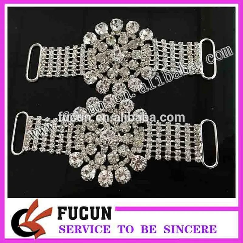 Guangzhou Fucun top quality 11.5cm clear crystal rhinestone bikini connector