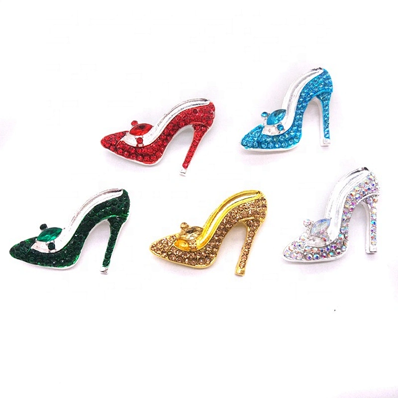 Hight Quality Color painting rhinestone high heel brooch
