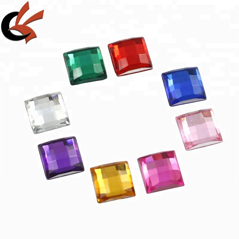 12mm Square Flatback Gems Crystal  Acrylic Rhinestone