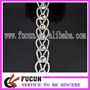 Flat back Crystal Trims Rhinestones Type and Garment,Shoes,Bags Use Crystal Chain Trims for Wedding