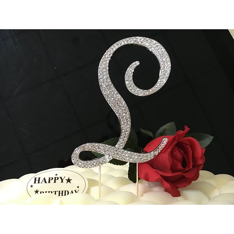 New product 2019 wholesale birthday favor items rhinestone letter wedding  cake topper