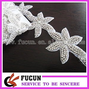sparkling rhinestone bridal appliques for wedding bride sash decoration