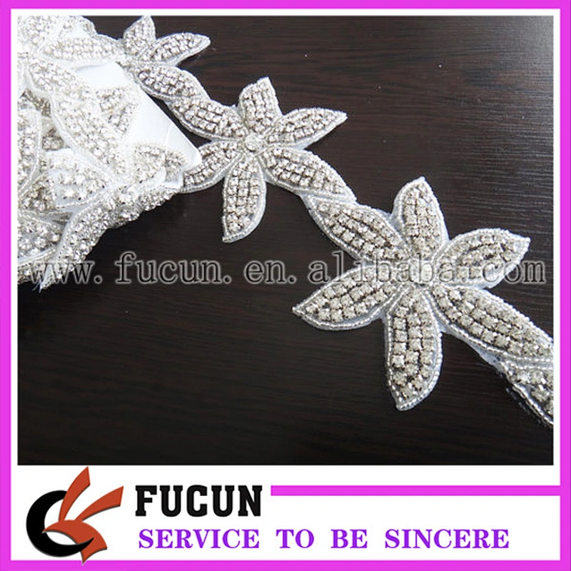 sparkling rhinestone bridal appliques for wedding bride sash decoration