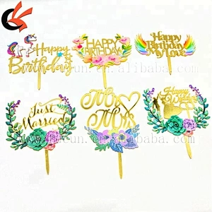 2018 New Arrival Happy Birthday Unicorn Acrylic Cake Topper