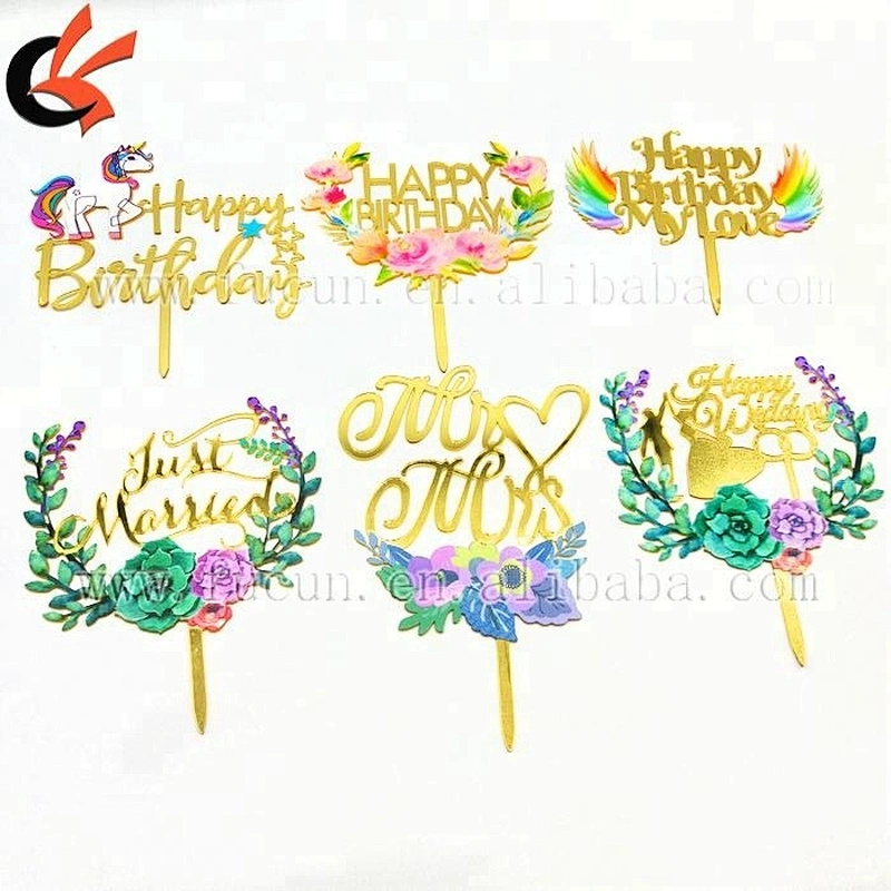 2018 New Arrival Happy Birthday Unicorn Acrylic Cake Topper