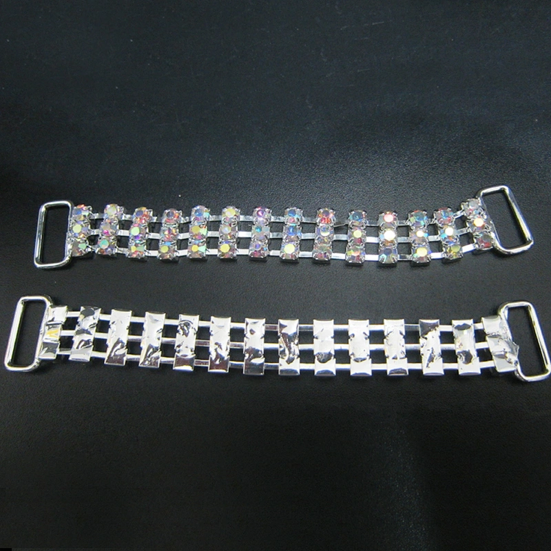 Cheap Bulk Rhinestone 3 Rows Silver Bikini Connector