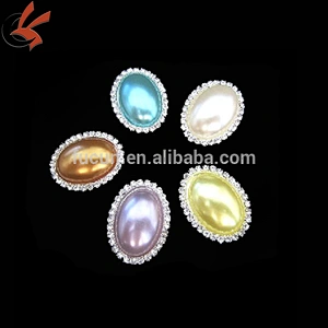 23*30mm colorful pearl rhinestone oval buckles brooch