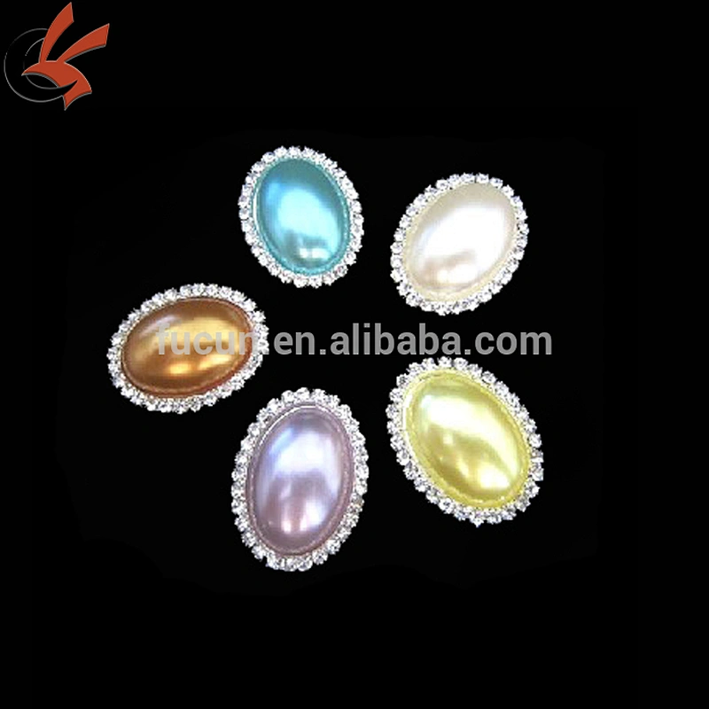 23*30mm colorful pearl rhinestone oval buckles brooch